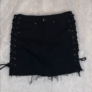 Black Lace up mini skirt never worn